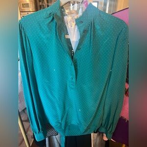 Gucci Teal Polka Dot Blouse